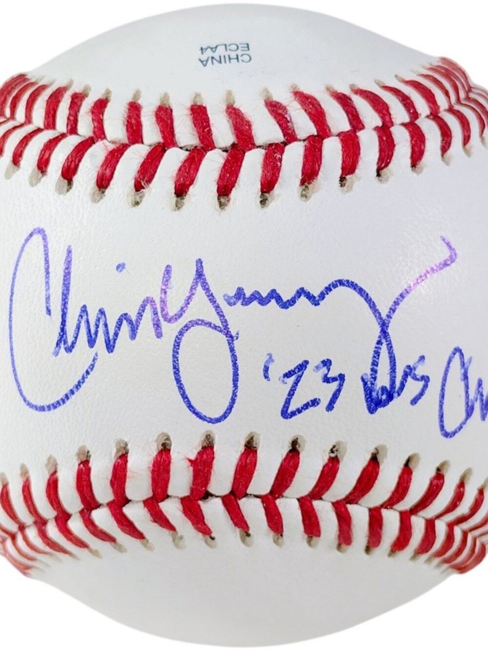 Chris Young Autographed Baseball Texas Rangers 23 WS Champs COA Proof